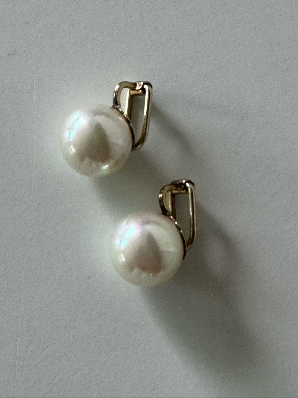 Classic Pearl Clip-On Earrings - White Faux Pearls with Gold Tone